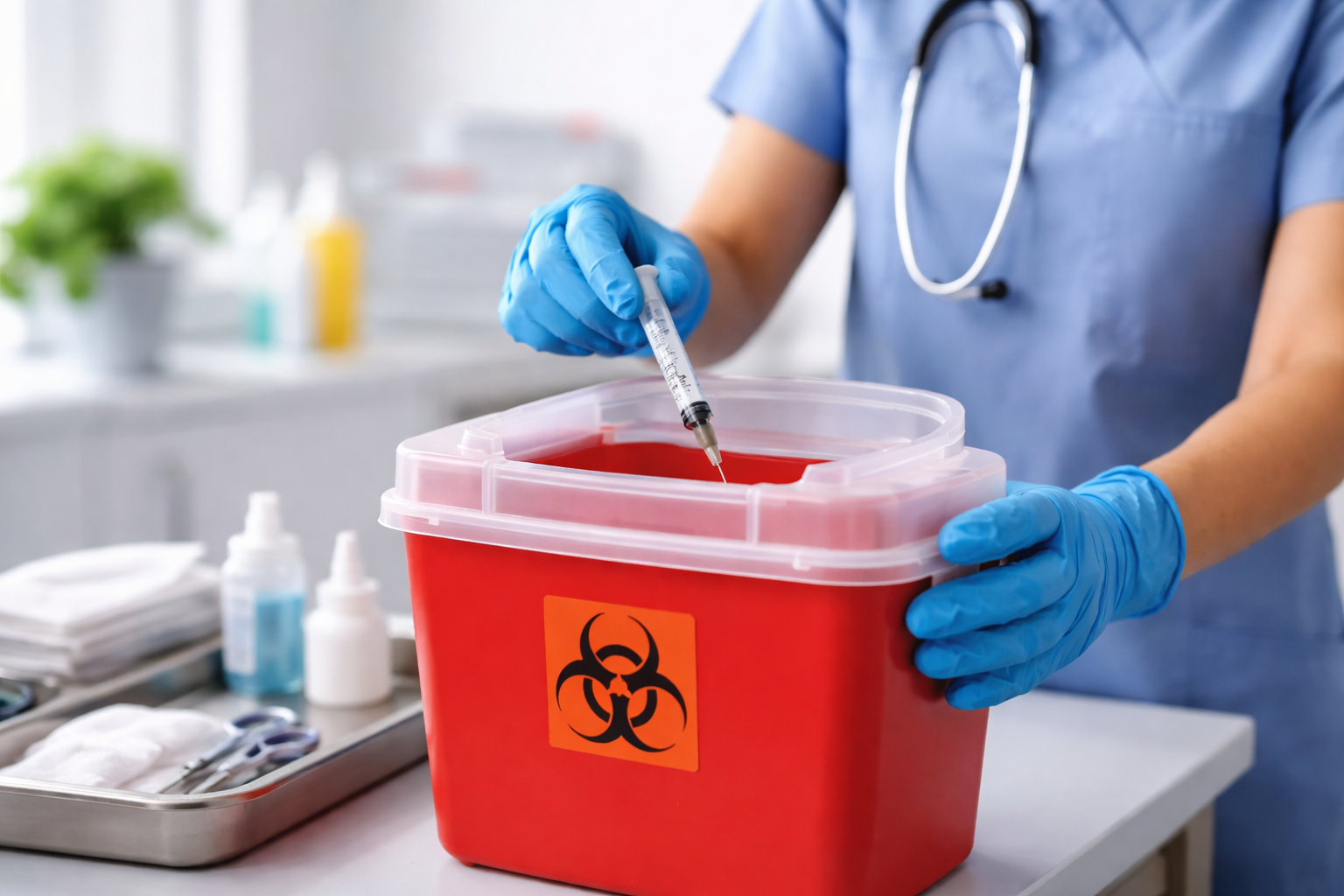 Disposing of a syringe safely